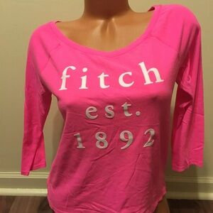 NWT Girl’s Abercrombie Kids Casual Graphic Shirt Neon Pink Size XL